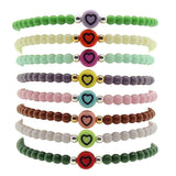 Dana LevyMulticolour Mini Heart Symbol Charm Glass Bead Bracelet - Group Stack