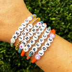 Dana Levy Two Tone Personalised Name Glass Bead Bracelet - Hello 2021 Wrist Stack