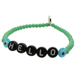 Dana Levy Hello English Mens Glass Bead Bracelet Black Aqua 