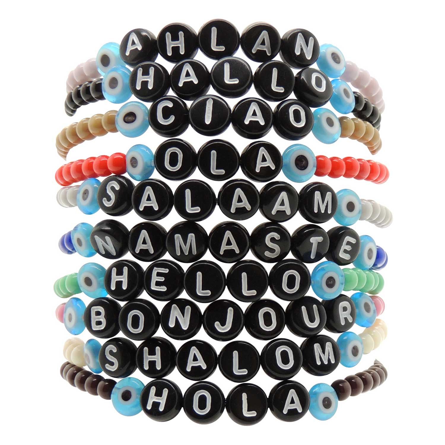 Dana Levy Hello Mens Glass Bead Bracelets Black Pile