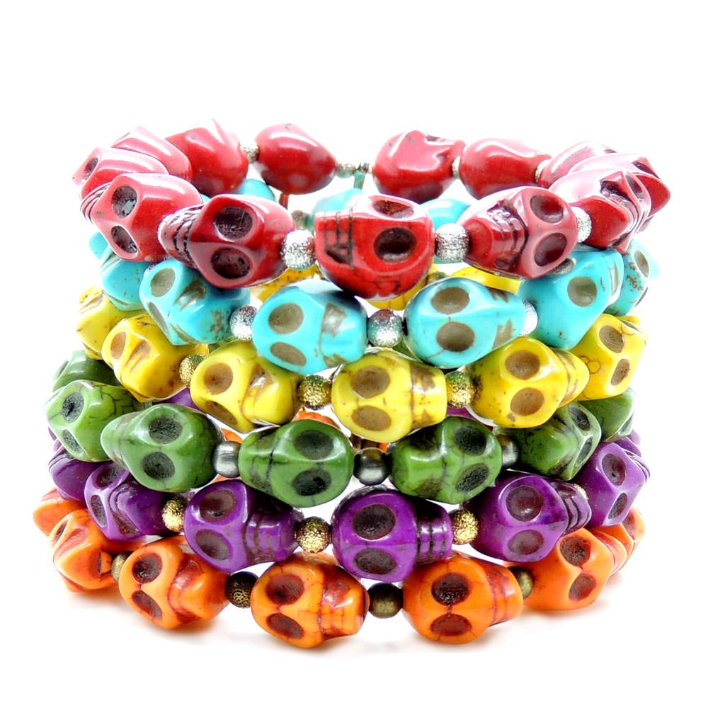 Dana Levy Howlite Skull Charm Bracelet - Group Stack