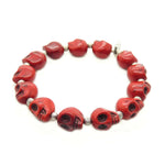 Dana Levy Howlite Skull Charm Bracelet - Red Single