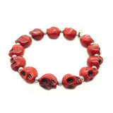 Dana Levy Howlite Skull Charm Bracelet - Red Single
