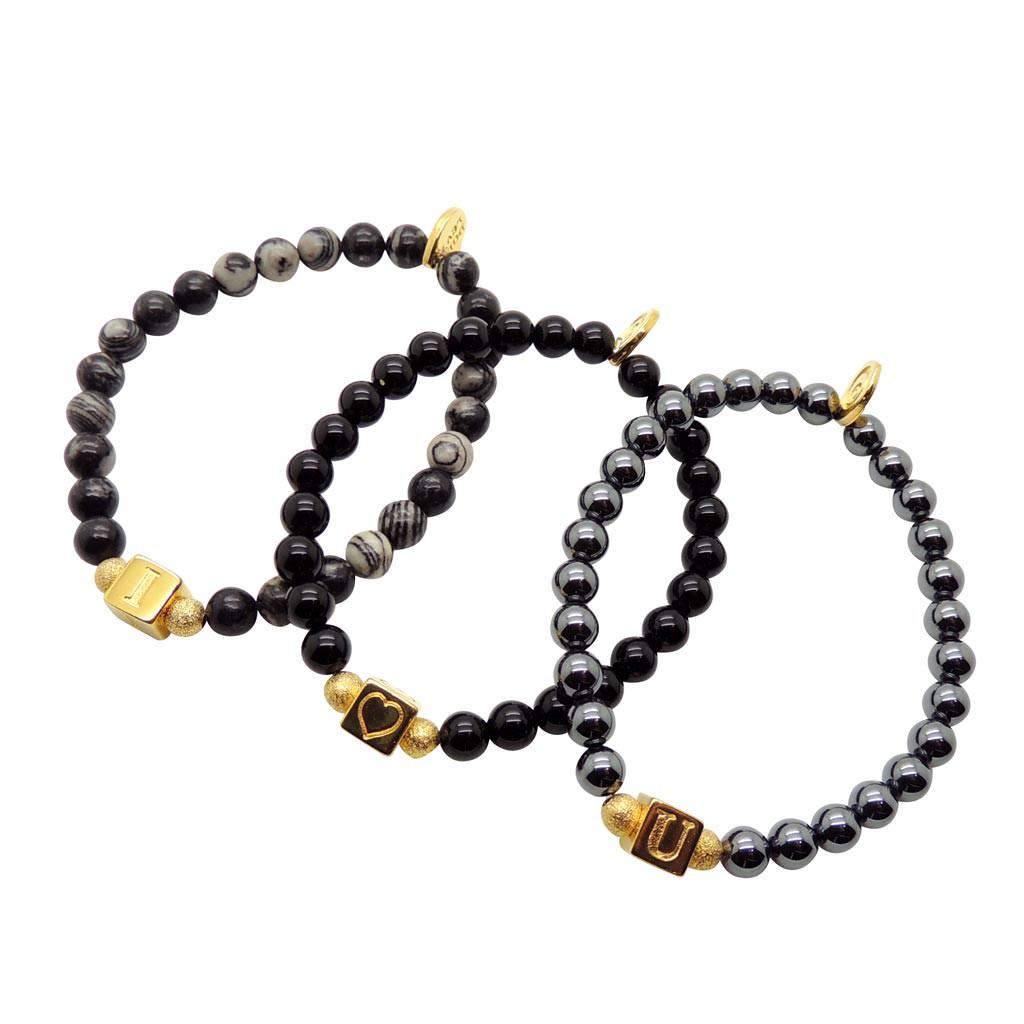 Dana Levy Alphabet Cube Charm Gemstone Bead Bracelet - I Love You 