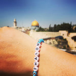 Dana Levy Hello Greeting Alphabet Glass Bead Bracelet - Shalom by Wailing Wall Jerusalem 