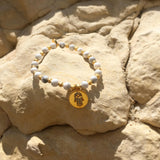 Dana Levy Enamel Hamsa Hand Charm Token Stardust Gemstone Mix Bracelet - Yellow and Howlite on Rocks