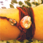 Dana Levy Ceramic Skull Duo Silk Wrap Bracelet - Maroon Silk Wrap