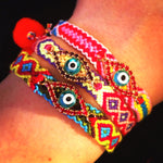 Dana Levy Multicolour Diamante Evil Eye Lucky Charm Friendship Bracelet - Trio of Colours on Wrist