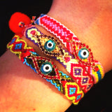 Dana Levy Multicolour Diamante Evil Eye Lucky Charm Friendship Bracelet - Trio of Colours on Wrist