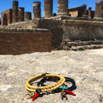 Dana Levy Cornicello Mano Hand Evil Eye Double Leather Braid Bracelet - Gold and Black in Pompeii