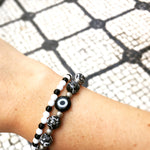 Dana Levy Love Morse Code Blessing Glass Bead Bracelet - Monochrome on Wrist