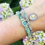 Dana Levy Diamante Horseshoe Lucky Charm Liberty Print Braid Bracelet - With Enamel Hamsa Hand Liberty Braid Bracelet 