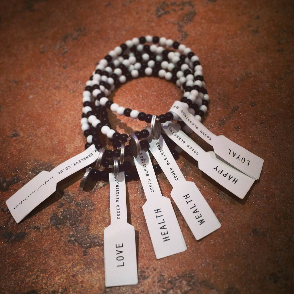 Dana Levy Love Morse Code Blessing Glass Bead Bracelet - Monochrome Stack Group 