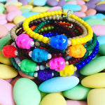 Dana Levy Colour Skull Charm Glass Bead Bracelet - Group Stack on Dragees