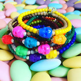Dana Levy Colour Skull Charm Glass Bead Bracelet - Group Stack on Dragees