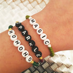 Dana Levy Happy Holidays Alphabet Glass Bracelet - on Wrist