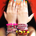 Dana Levy Lima Pompom Beaded Wrap Bracelet - Pink Arm Candy Hands Up 