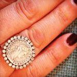 Dana Levy Diamante Ancient Roman Coin Ring - Antique Silver on Hand