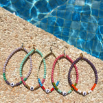 Dana Levy Initial Alphabet Letter Charm Glass Bead Bracelet - Poolside Perfect Bracelets