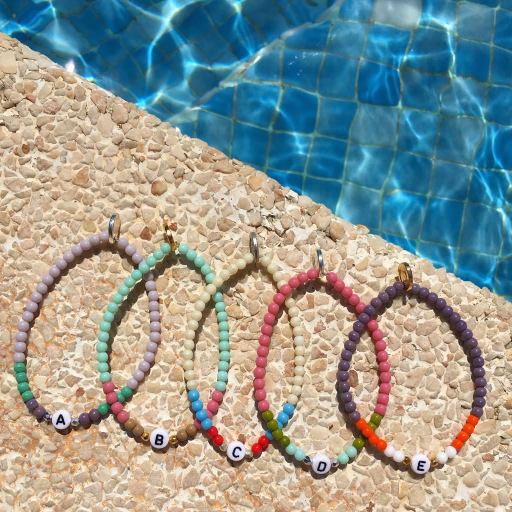 Dana Levy Men's Initial Alphabet Letter Glass Bead Bracelet - Poolside Bracelets
