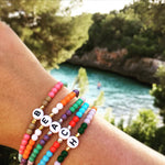 Dana Levy Initial Alphabet Letter Charm Glass Bead Bracelet - Beach Ready Bracelets