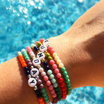 Dana Levy Initial Alphabet Letter Charm Glass Bead Bracelet - Funday Bracelets 