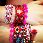Dana Levy Lima Pompom Beaded Wrap Bracelet - Pink Pompom Mix on Model