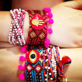 Dana Levy Lima Pompom Beaded Wrap Bracelet - Pink Pompom Mix on Model