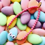 Dana Levy Milestone Number Charm Glass Bead Bracelet - 16 on Sugared Almonds