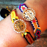 Dana Levy Diamante Shma Hebrew Prayer Charm Friendship Bracelet -  Duo of Bracelets on Wrist