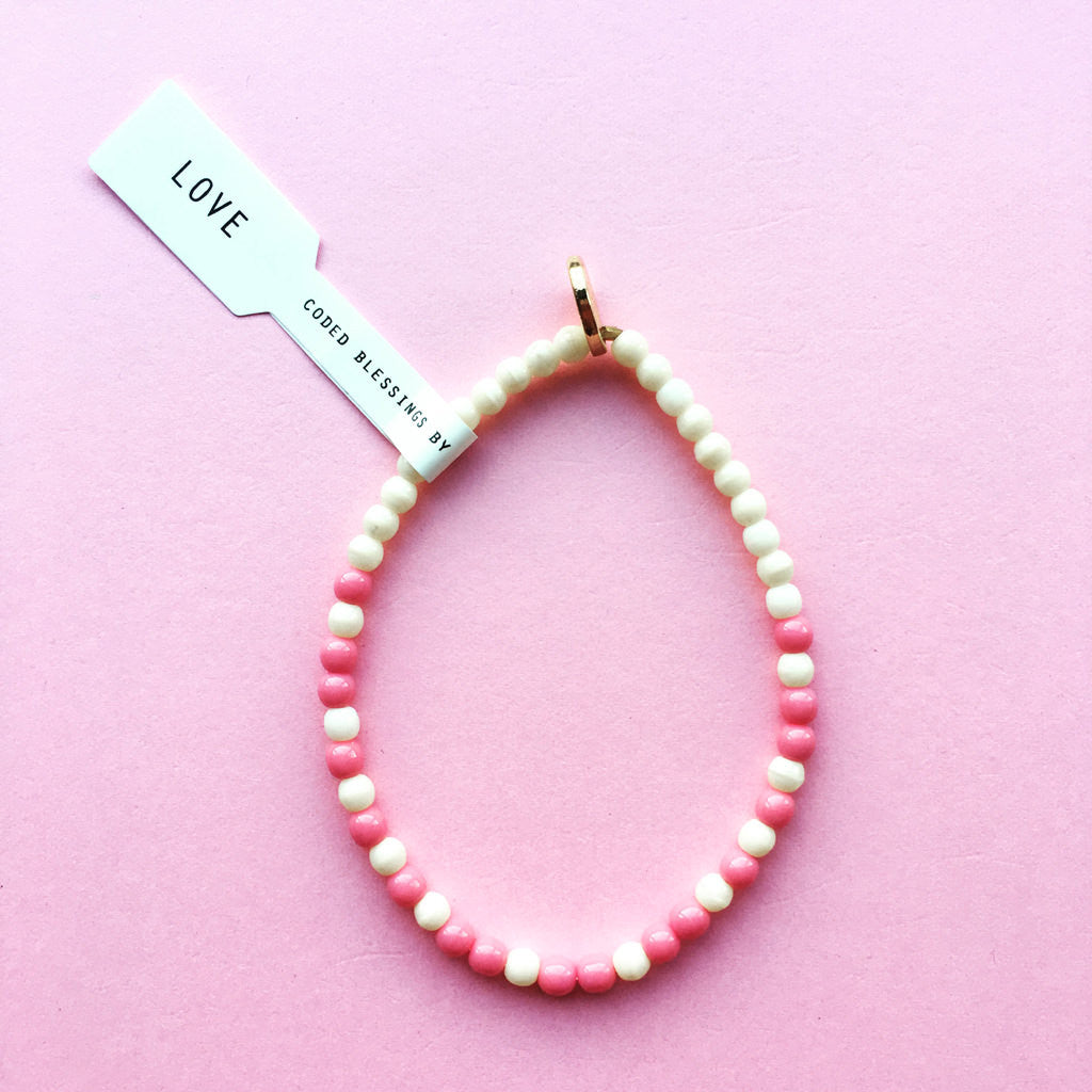 Dana Levy Love Morse Code Blessing Glass Bead Bracelet - Pastel With Tag