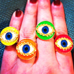 Dana Levy Neon Evil Eye Charm Ring - All colours on Hand