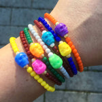 Dana Levy Colour Skull Charm Glass Bead Bracelet - Multicolour Stack on Wrist Instagram