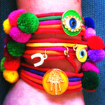 Dana Levy Neon Evil Eye Lucky Charm Pompom Bracelet - on Wrist 