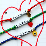 Dana Levy Personalised Name Alphabet Charm Cord Bracelet - Joanie Loves Chachi Heart