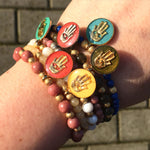 Dana Levy Enamel Hamsa Hand Charm Token Stardust Gemstone Mix Bracelet - Variety of Colours on Wrist