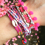 Dana Levy Lima Pompom Beaded Wrap Bracelet - Pink Blossom Mix 