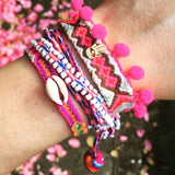 Dana Levy Lima Pompom Beaded Wrap Bracelet - Pink Blossom Mix 