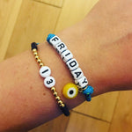 Dana Levy Men's Milestone Number Glass Bead Bracelet - Friday 13th on Wrist 