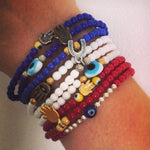 Dana Levy Mini Evil Eye Glass Bead Bracelet - on wrist