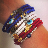 Dana Levy Mini Evil Eye Glass Bead Bracelet - on wrist
