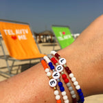 Dana Levy Initial Alphabet Letter Charm Glass Bead Bracelet - Love at Tel Aviv Beach