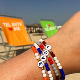 Dana Levy Initial Alphabet Letter Charm Glass Bead Bracelet - Love at Tel Aviv Beach