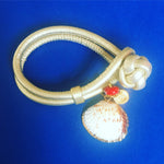 Dana Levy Seashell Charm Metallic Double Leather Cord Bracelet - Blue Background