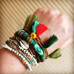 Dana Levy Lima Pompom Beaded Wrap Bracelet - Green Mix Arm Candy Stack