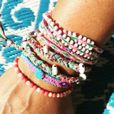 Dana Levy Lima Pompom Beaded Wrap Bracelet - Pastels Mix on Wrist