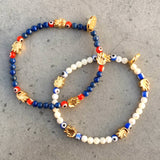 Dana Levy Men's Solid Mini Hamsa Hand Evil Eye Gemstone Bracelet - Lapis Lazuli & Mother of Pearl Bracelets Instagram