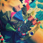 Dana Levy Multi Tassel Bead Drawstring Bracelet - Colour Mix with Hamsa Filigree Friendship Bracelets