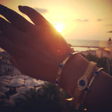 Dana Levy Mother of Pearl Evil Eye Trio Bangle - Sunset Trio of Gold Bangles and Cuffs