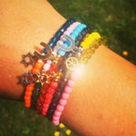 Dana Levy Mini Peace Symbol Charm Glass Bead Bracelet - on Wrist